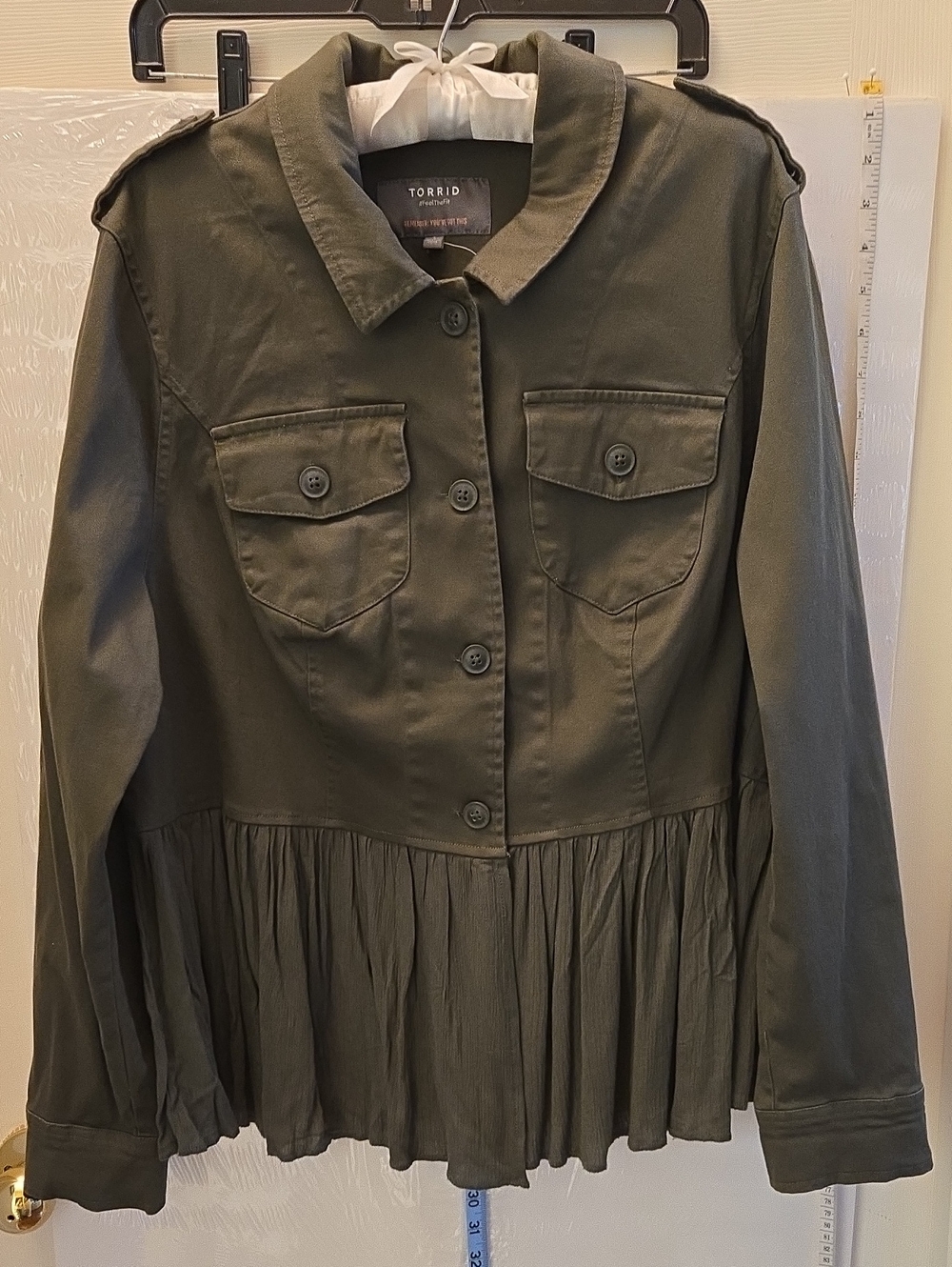 Torrid olive green utility peplum jacket Size 1/ 14-16